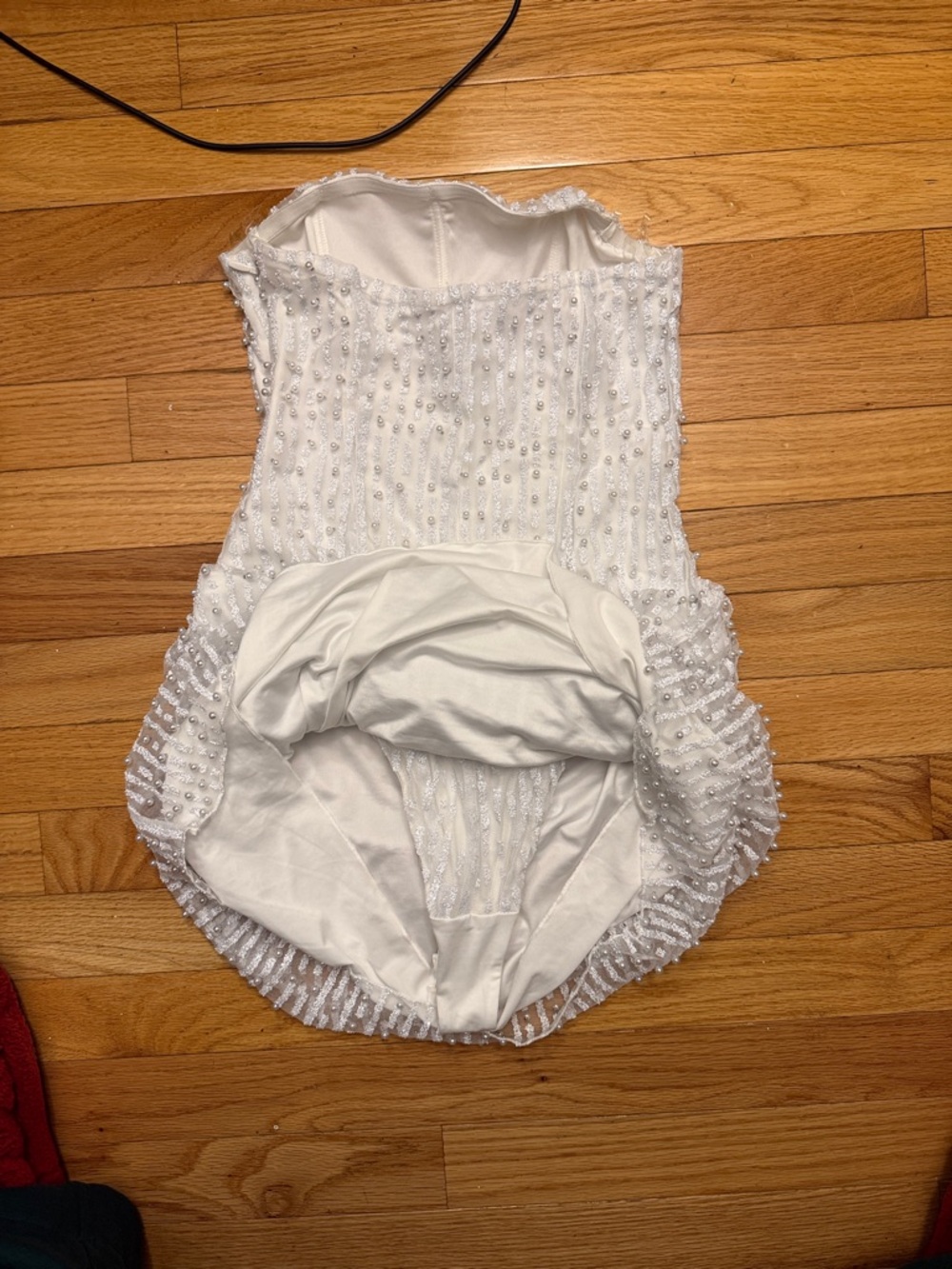 Oh Polly Embellished Draped Strapless A-Line Mini Dress in White - Picture 6 of 6